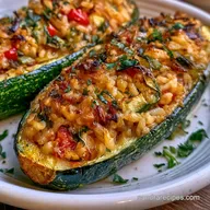 Stuffed Zucchini with Brown Rice