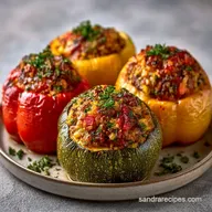 Baked Stuffed Zucchini and Bell Peppers