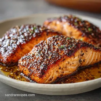 Black Pepper Salmon for 4 Servings Recipe Card