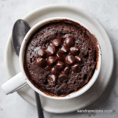 Brownie Mug Cake with Chocolate Chips in 2 Minutes: Fudgy Recipe Card
