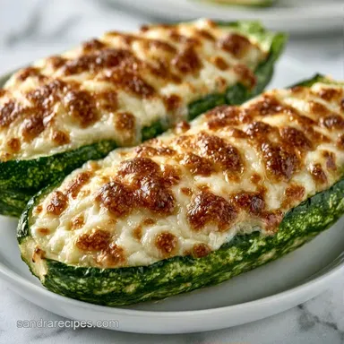 Cheese Stuffed Zucchini Boats in 40 Min Recipe Card
