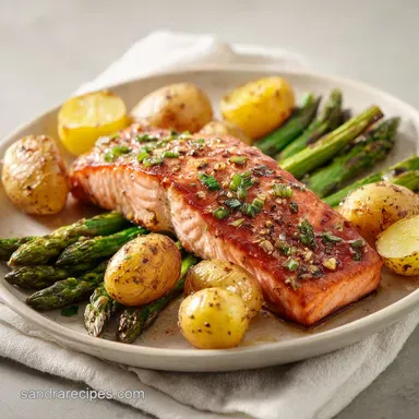 Easy One Pan Baked Salmon for 4 Servings Recipe Card
