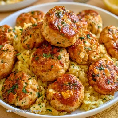 Greek Turkey Meatballs with Feta Cheese Recipe Card