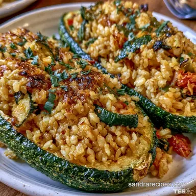 Stuffed Zucchini with Brown Rice Recipe Card
