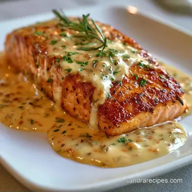 Salmon with Garlic Cream Sauce for 4 Recipe Card