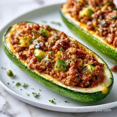 Stuffed Zucchini Boats with Ground Beef Recipe Card