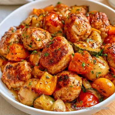 Turkey Meatball Sheet Pan Dinner for 4
