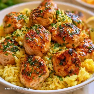 One-Skillet Turkey Meatballs Rice Recipe Card