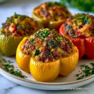 Zucchini Stuffed Peppers with Ground Beef Recipe Card