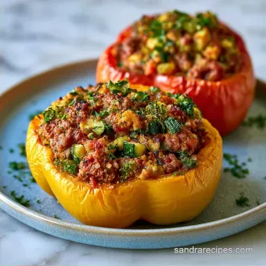 Zucchini Stuffed Peppers with Ground Beef