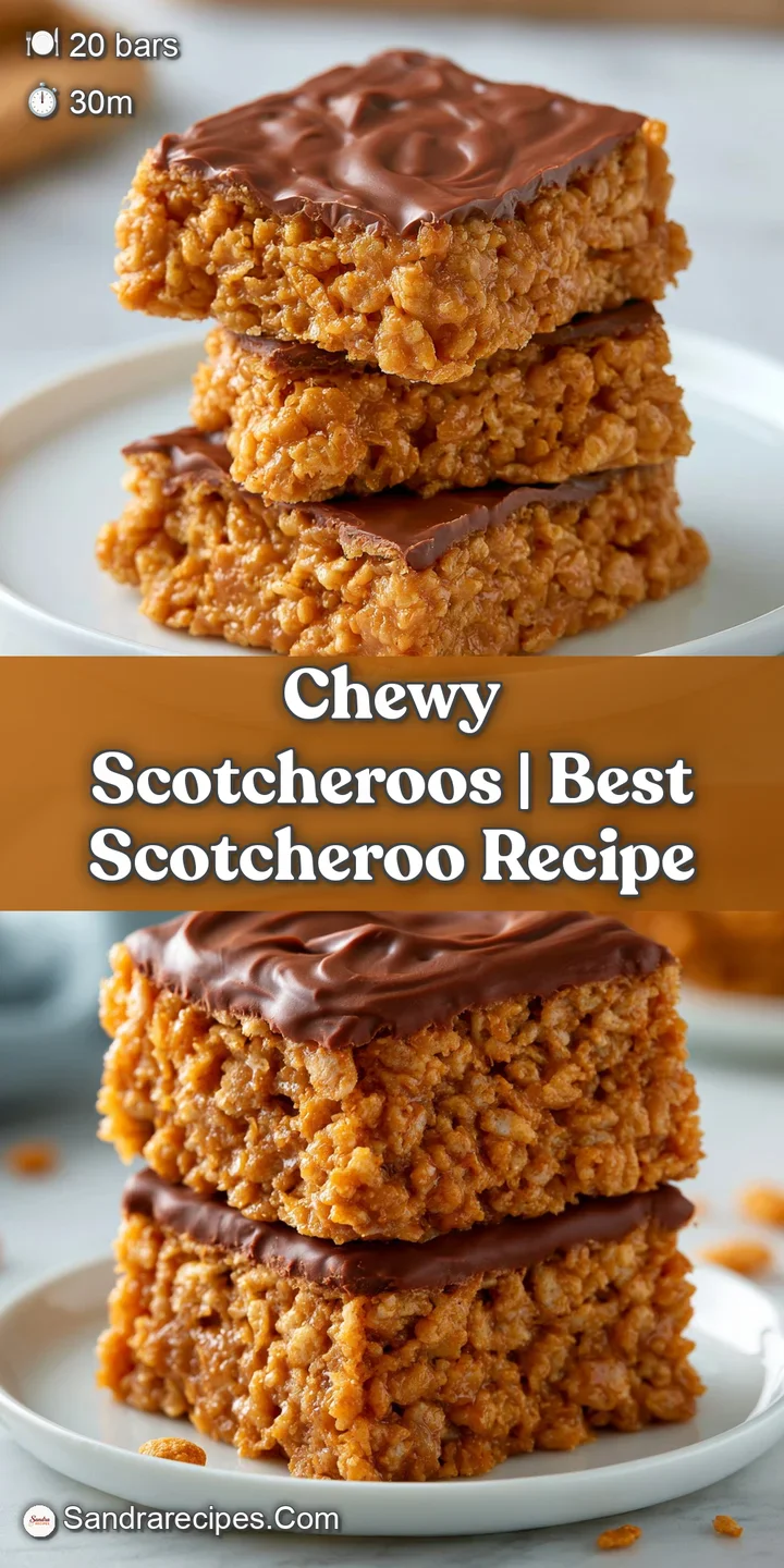 Close-up of glossy melted chocolate and creamy peanut butter chips atop a golden, crunchy toasted rice cereal base.