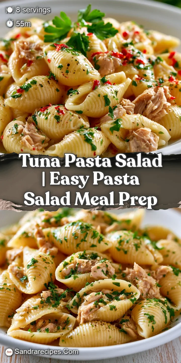 Extreme close-up of creamy pasta curls mixed with tender tuna chunks, crisp celery, and bright orange carrot bits.