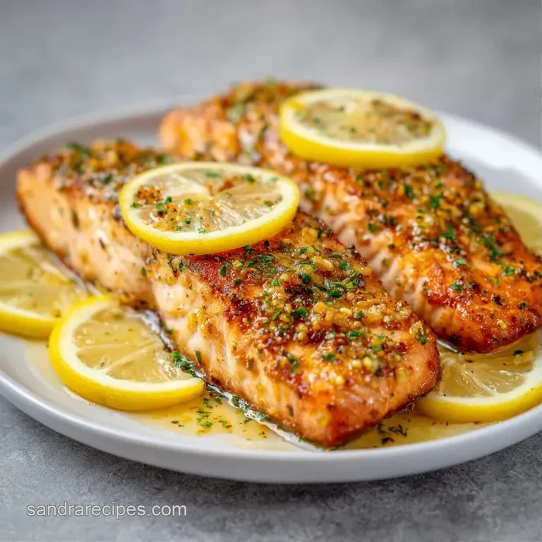Succulent pink fish fillet served on a white plate with steamed asparagus and a fresh sprig of green parsley.