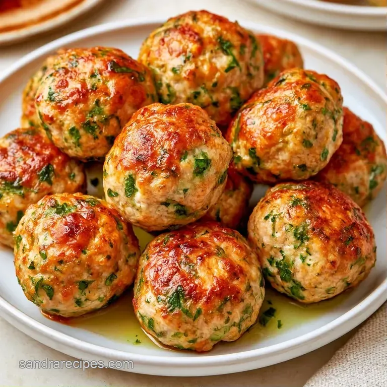 Vibrant green-tinted meatballs on a white plate, drizzled with creamy sauce and topped with fresh microgreens.