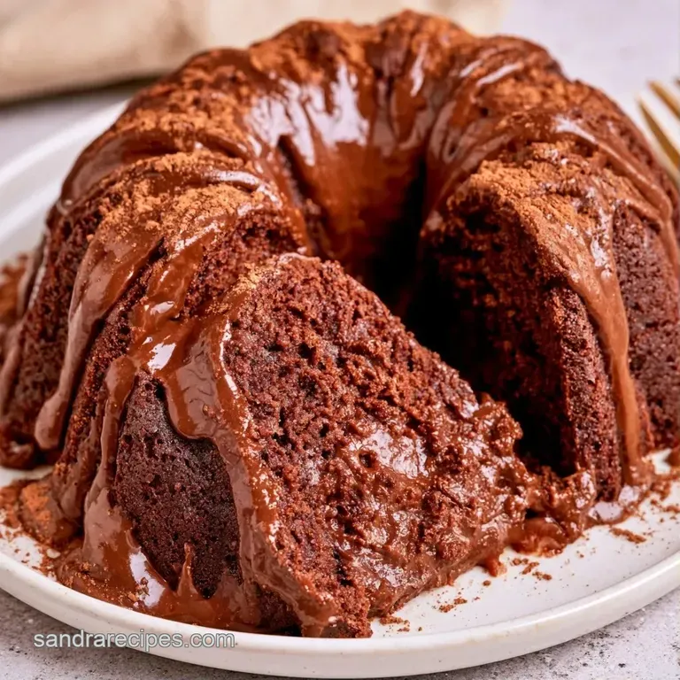 A slice of dark chocolate cake on a white plate, topped with powdered sugar and a single fresh raspberry.