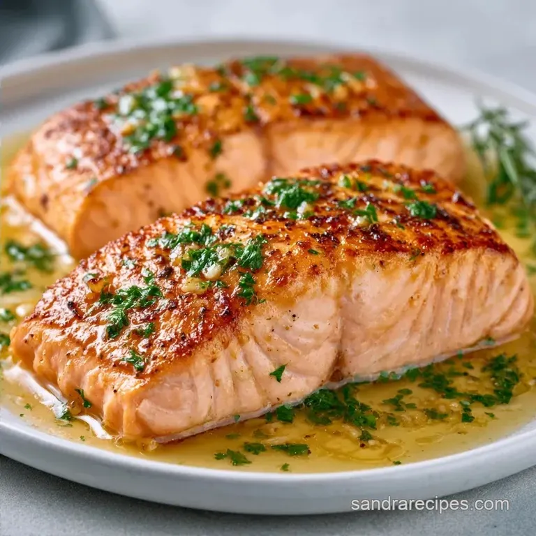 Crispy Garlic Butter Pan Seared Salmon