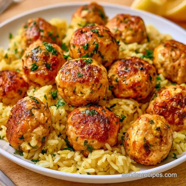 Greek Turkey Meatballs with Lemon Herb Rice