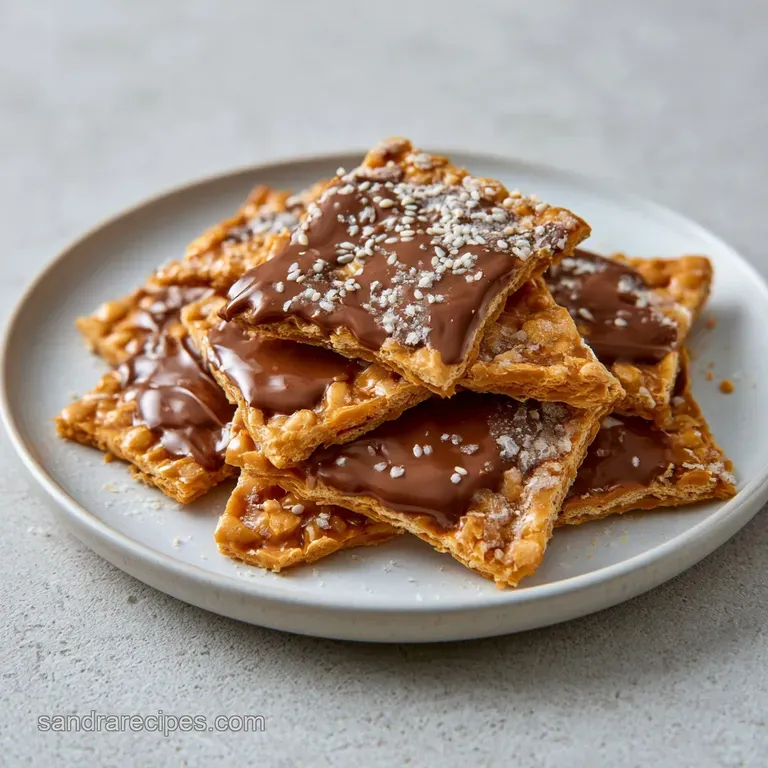 Neatly stacked golden buttery crackers coated in rich dark chocolate on a marble board with linen napkins.