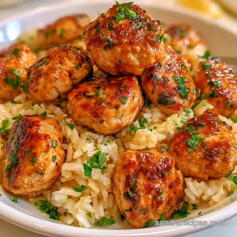 Three juicy browned spheres nestled on a creamy white puree, drizzled with a glossy glaze and a pinch of sea salt.