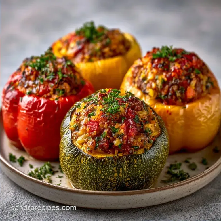 Baked Stuffed Zucchini and Bell Peppers